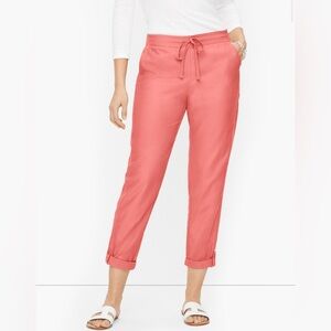 Talbots Drawstring Pull On Relaxed Leg Cuffed Pants Coral Pink
